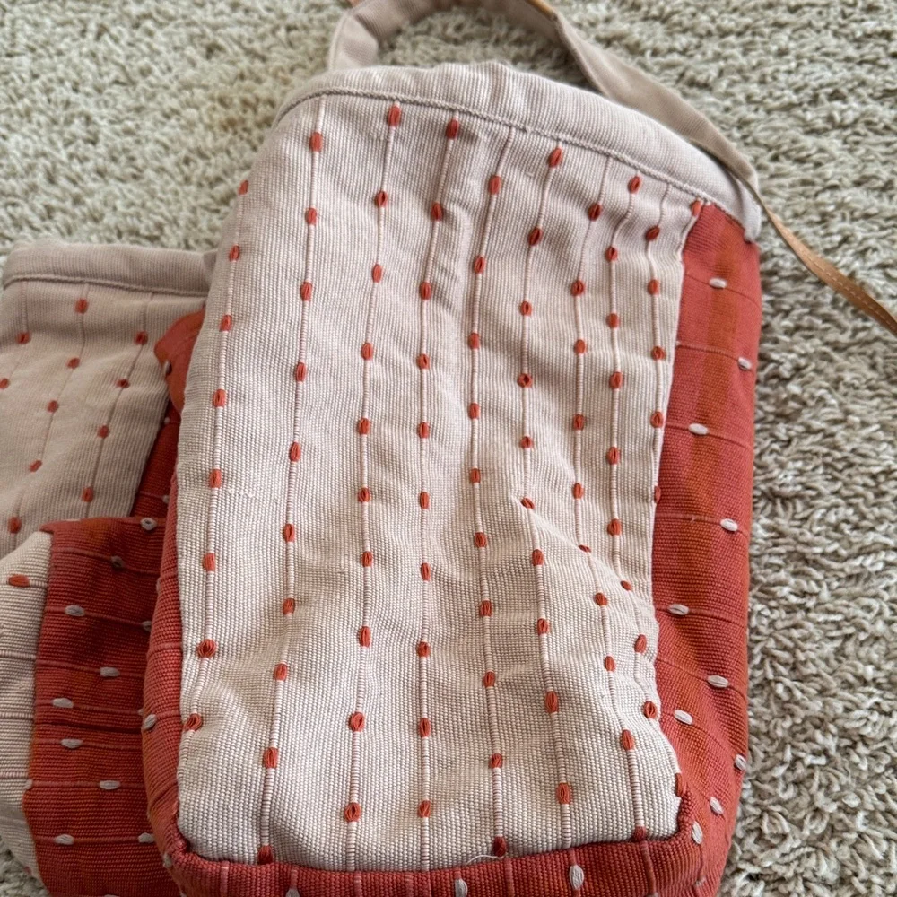 Mercado Global Rosa Tote Hand Woven Artisan Ginger Cream Boho Cotton Bag